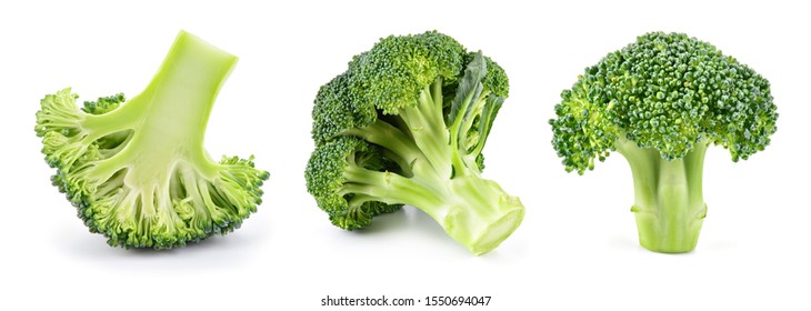 Broccoli isolated. Broccoli on white. Set of fresh broccoli. - Shutterstock ID 1550694047