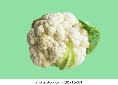 Broccoli isolated in pastel 
mint, green background, no shadow, green cauliflower isolated with clipping path