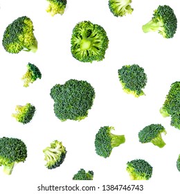 Broccoli Pattern. Summer Vegetable background. Broccoli isolated