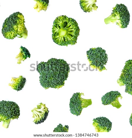 Broccoli Pattern. Summer  Vegetable background. Broccoli isolated 