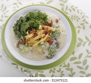 Broccoli Soup With Smoked Gouda Cheese And Greens