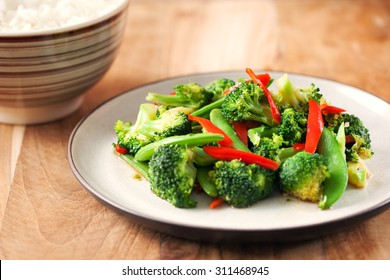 Broccoli And Vegetable Stir Fry In Plate