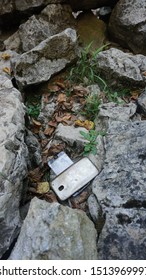 Brocken And Forgotten Cell Phone In Mountains