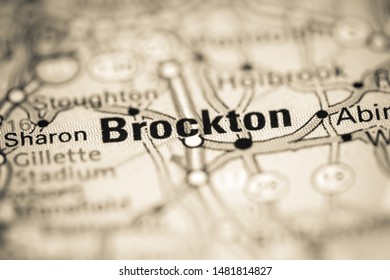 Brockton. Massachusetts. USA On A Geography Map