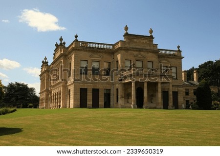 Brodsworth Hall in Doncaster, UK A splendid Victorian country house surrounded by picturesque gardens, showcasing architectural beauty and historical elegance. Perfect for historical enthusiasts and