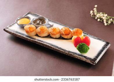 Broiled jumo Scallops, Japanese food.