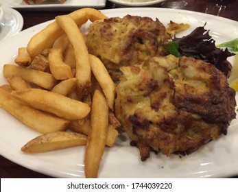 Broiled Maryland Crab Cake And Side Of French Fries