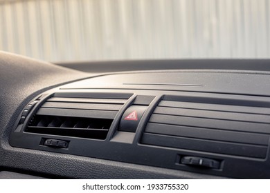 Broken Air Conditioner Vent Grill In A Modern Car. Sunny Clear Day.