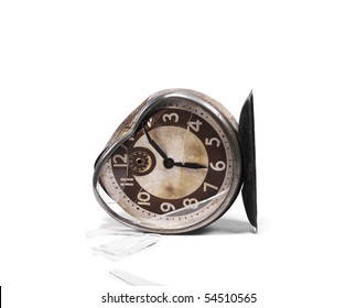 Broken Alarm Clock Laying On Side