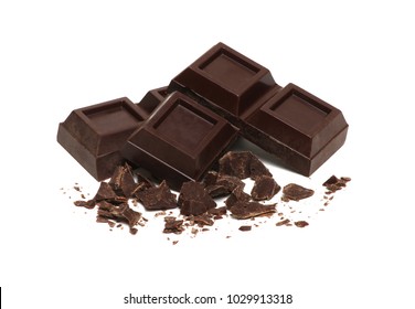 Broken Bar Of Dark Chocolate Isolated On White 