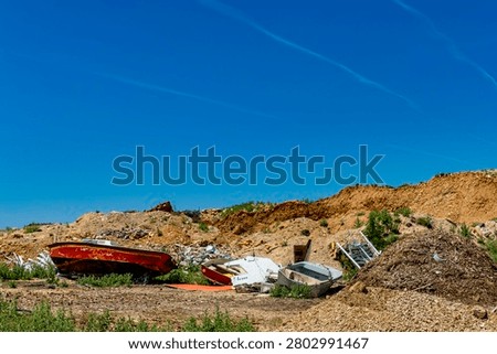 Broken boat in a scrapyard