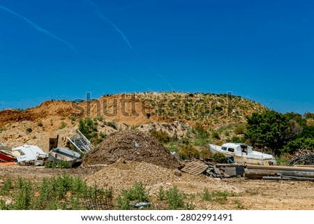 Broken boat in a scrapyard