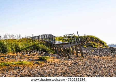 Similar – Foto Bild Bretonische Küste und Strand mit Granitfelsen an der Cote de Granit Rose