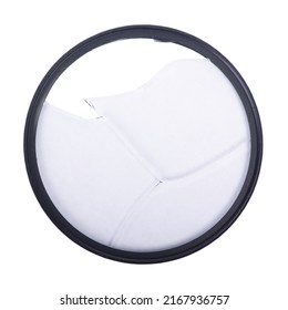 Broken Camera Lens Filter Isolated On White Background