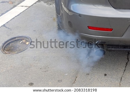 Broken Car Engine Without Catalytic Exhaust Fumes Air Pollution Smoke