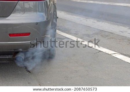 Broken Car Engine Without Catalytic Exhaust Fumes Air Pollution Smoke
