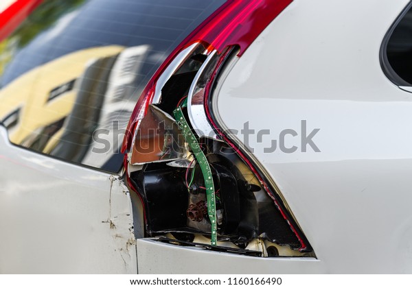 Broken car rear\
light