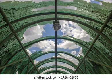 Broken Ceiling In Street Footbridge