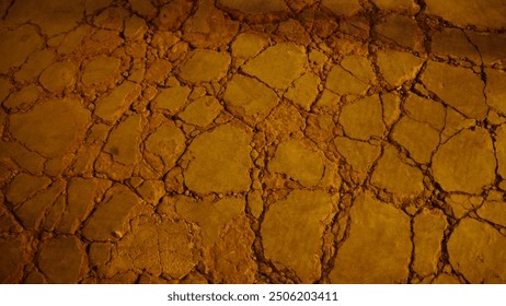 A broken cement texture background features a rugged, fragmented surface with exposed aggregate and irregular cracks, creating a raw, industrial aesthetic.