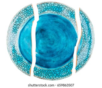 Broken Ceramic Plate Isolated On White Background