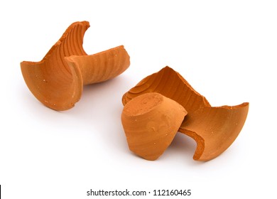 Broken Ceramic Vase On White Background