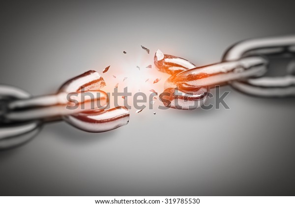 broken chain.\
conflict in business\
concept.