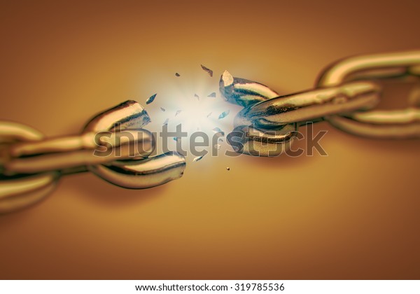 broken chain.\
conflict in business\
concept.