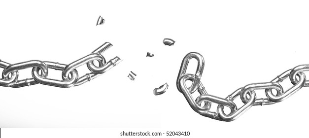 Broken Chain On White Background