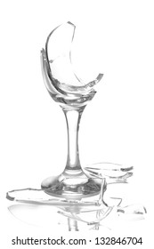 Broken Champagne Glass Isolated On White