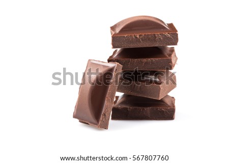 Broken chocolate bar isolated on white background