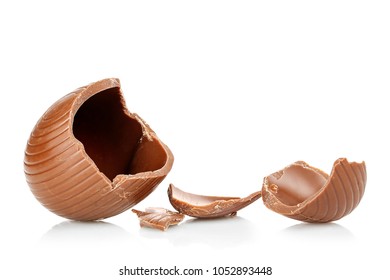 Broken Chocolate Egg Isolated On White