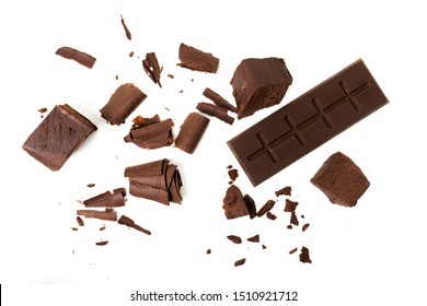 Broken chocolate with small piece isolated on white background. - Shutterstock ID 1510921712