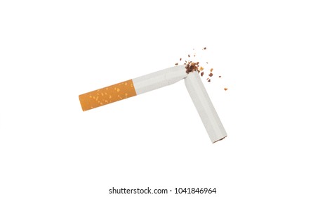 Broken Cigarette Isolated On White Background