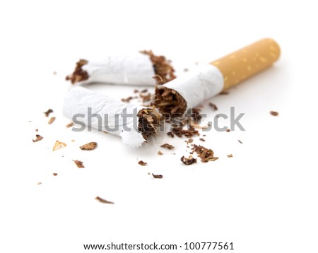Broken cigarette isolated on white