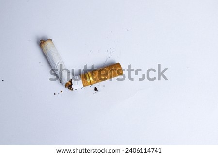 A broken cigarette on a white background,Quit smoking concept, World No Tobacco Day