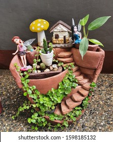 Broken Clay Pot Fairy Garden