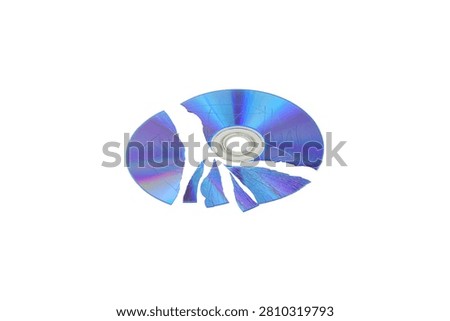 Broken Compact Disc CD Isolated on White Background – Shattered Optical Storage Media