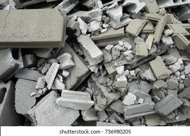 Broken Concrete Block, Construction Waste.