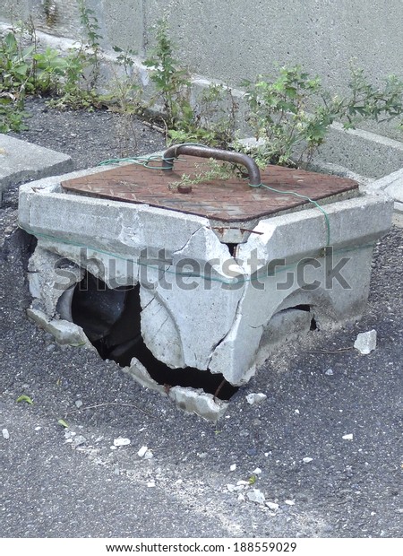 Broken concrete\
drain