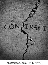 Broken Contract Cement Cracked Representing Breach Of Contract