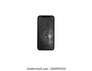 Broken Cracked Screen Mobile - iPhone 12 Broken Screen - Shutterstock ID 2202095533
