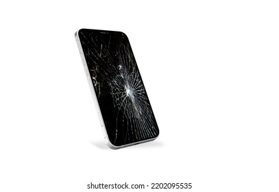 Broken Cracked Screen Mobile - iPhone 12 Broken Screen - Shutterstock ID 2202095535