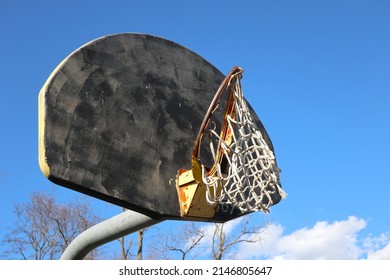 Broken And Crooked Playground Basketball Backboard And Hoop