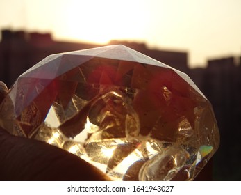 A Broken Crystal Ball Clicked At Sunset