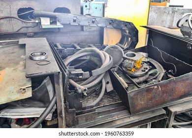 Broken And Disassembled Cnc Machine. Repair Of Mechanical Metalworking Equipment