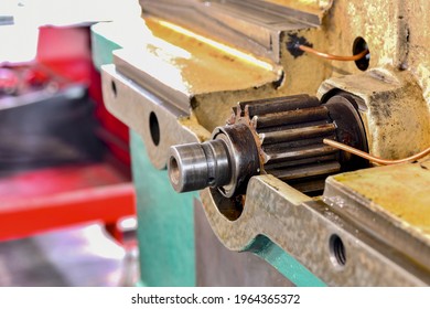 Broken And Disassembled Cnc Machine. Repair Of Mechanical Metalworking Equipment