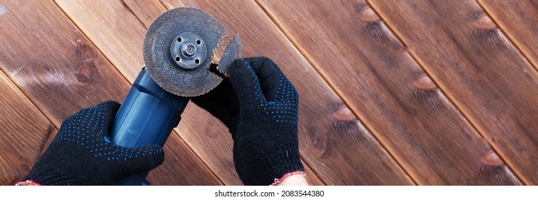 Broken Disc For Cutting Metal. A Grinder With A Broken Circle. Danger From Using Power Tools.