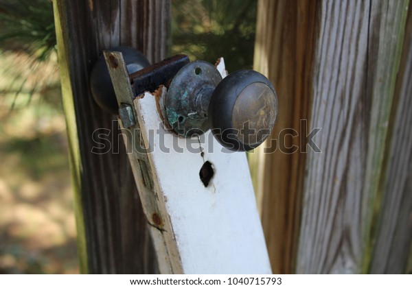 Broken Door Frame Door Knob Stock Photo Edit Now 1040715793