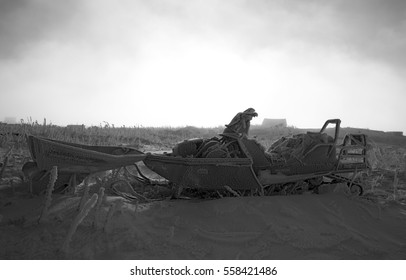 Broken Down Snowmachine (snow Mobile) Near Churchill