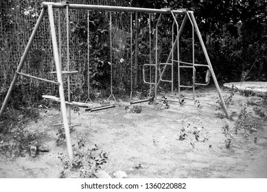 black and white swing set